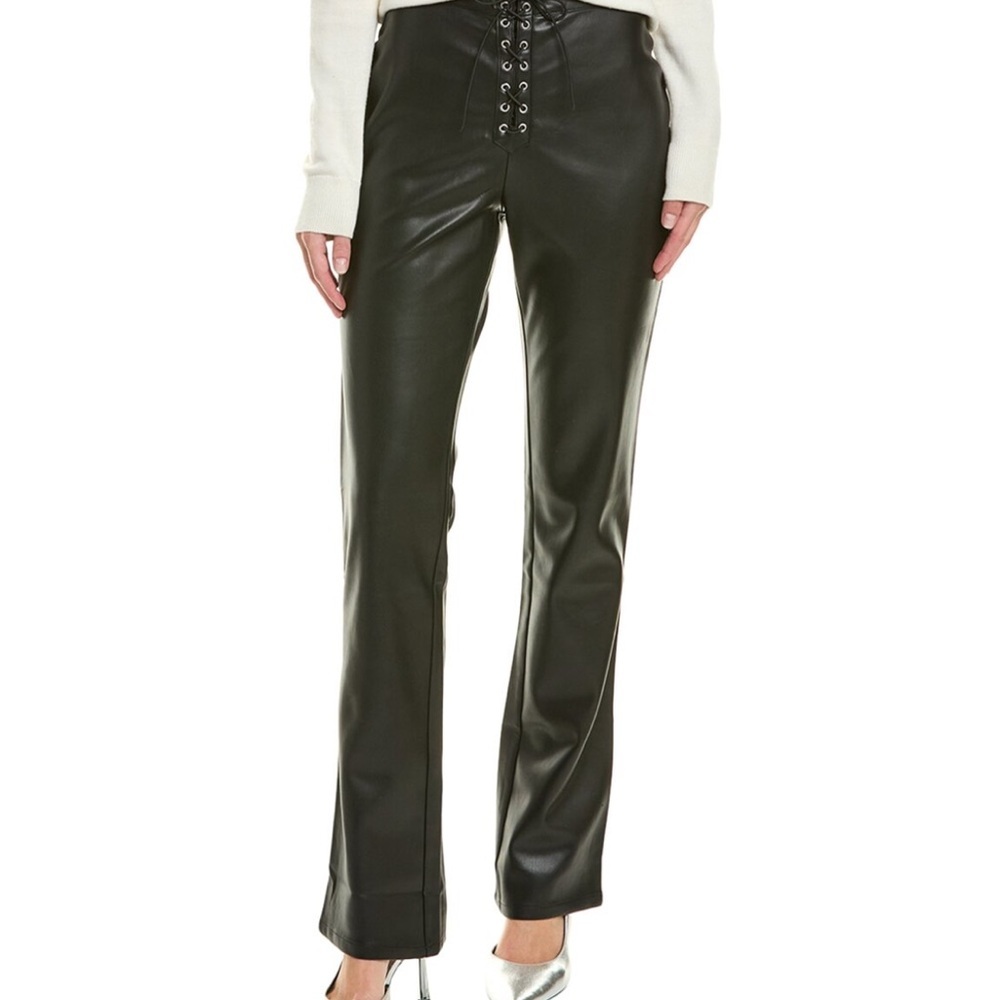 WeWoreWhat lace up Black Straight faux leather pants